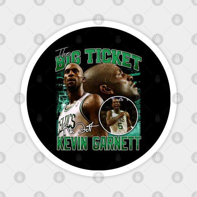 Kevin Garnett The Big Ticket Basketball Signature Vintage Retro 80s 90s Bootleg Rap Style Magnet by CarDE